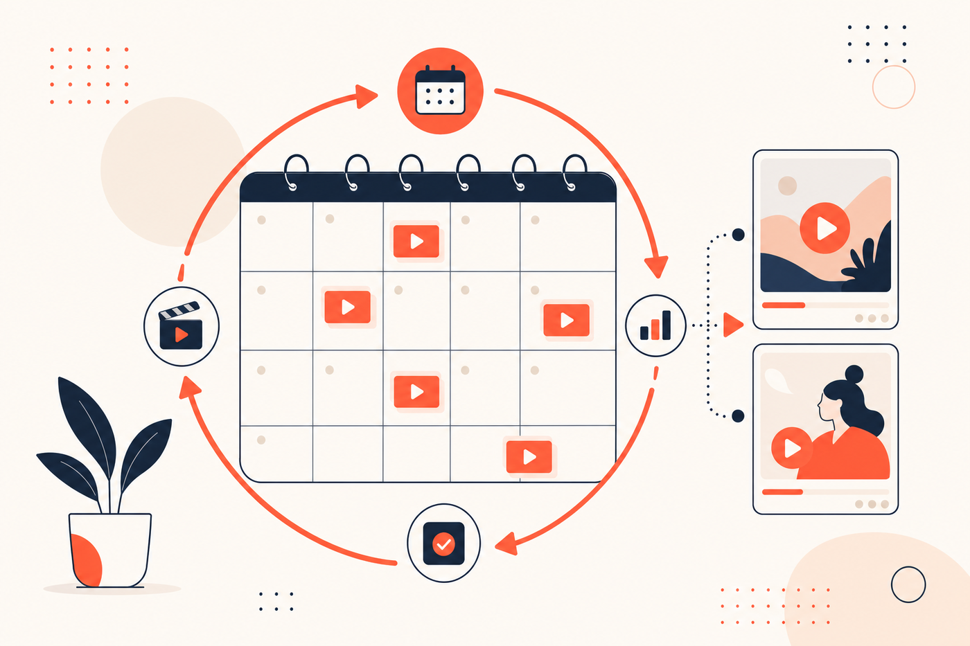 A YouTube Shorts posting cadence and content system planned on a calendar